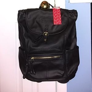 Black leather backpack